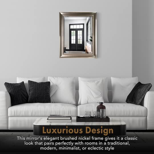 Head West 35" x 29" Oil Rubbed Antique Brushed Nickel Framed Wall Mirror